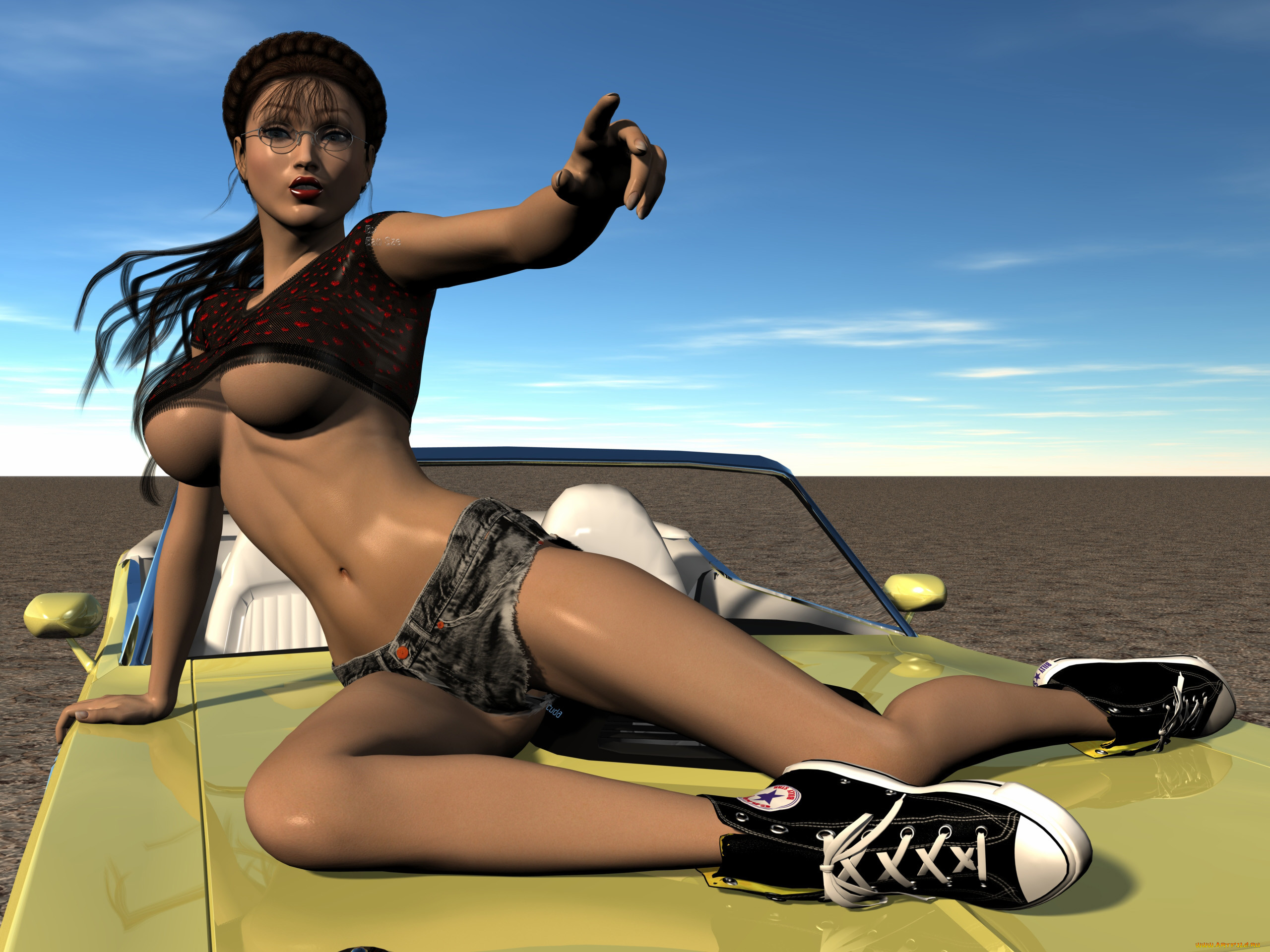 , 3d car&girl, , 